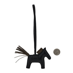 Milo Lambskin Grigri Rodeo Horse Bag Charm PM Black Etoupe