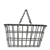 Brass Calfskin Medium Grocery By Chanel Shopping Basket Silver