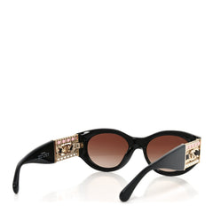 Acetate Calfskin Chain CC Sunglasses 5536-Q-A Black