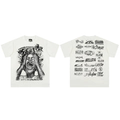High weight HELLSTAR Hellstar American style trendy short sleeved graffiti vintage niche men's and women's t-shirts (29)