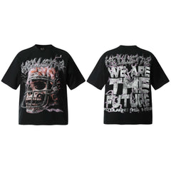 HELL Hell's Star Short Sleeve Trendy Brand American High Street Vintage Summer Couple Dress Men's and Women's Half Sleeve T-shirt (15)