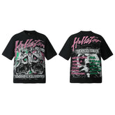 HELL Hell's Star Short Sleeve Trendy Brand American High Street Vintage Summer Couple Dress Men's and Women's Half Sleeve T-shirt (5)