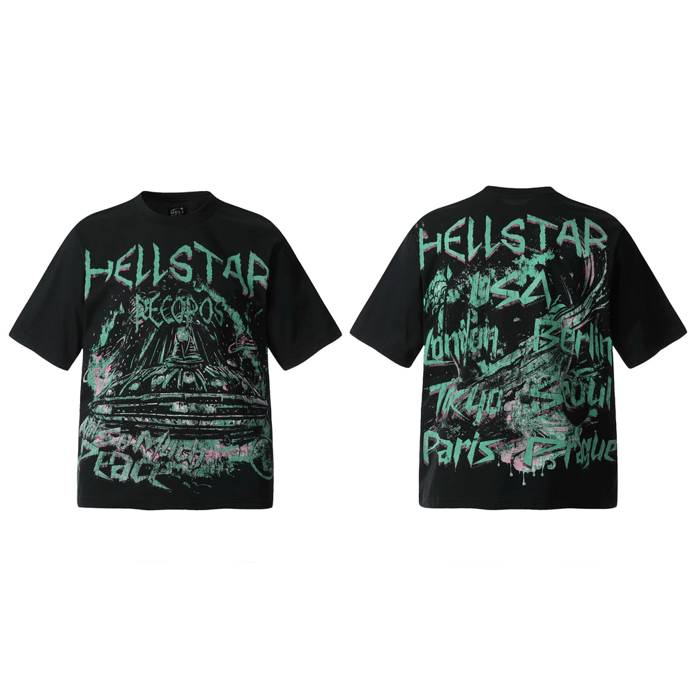 HELL Hell's Star Short Sleeve Trendy Brand American High Street Vintage Summer Couple Dress Men's and Women's Half Sleeve T-shirt (9)