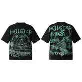 HELL Hell's Star Short Sleeve Trendy Brand American High Street Vintage Summer Couple Dress Men's and Women's Half Sleeve T-shirt (9)