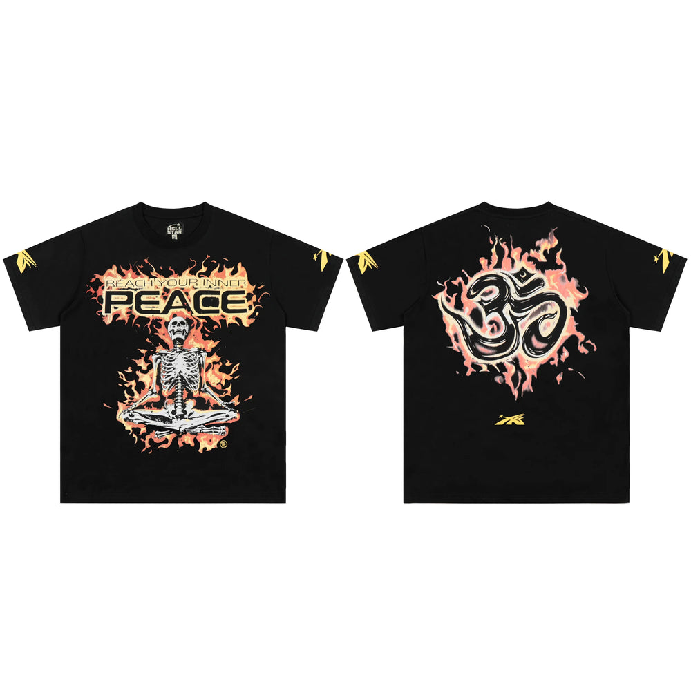 High weight HELLSTAR Hellstar American style trendy short sleeved graffiti vintage niche men's and women's t-shirts (9)