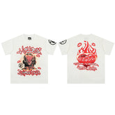 European and American style heavyweight HELLSTAR Hell Star short sleeved men's trendy brand digital graffiti Vintage women's loose T-shirt (19)
