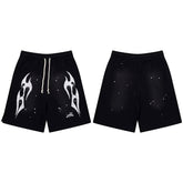 高版本HELLSTAR地狱之星美式水洗做旧VTG男女运动休闲五分短裤ins (8)