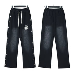 Small niche trumpet sweatshirt long pants set cotton autumn casual sweatshirt youth sports set wash water splicing trumpet pants (80)