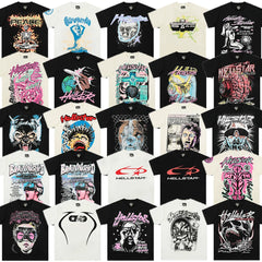 High weight HELLSTAR Hellstar American style trendy short sleeved graffiti vintage niche men's and women's t-shirts (28)