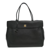 Grained Calfskin Large Urban Essentials Shopping Bag Black