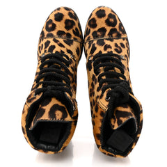 Cavallino Calf Hair Leopard Lace Up Boots 37.5 Miele