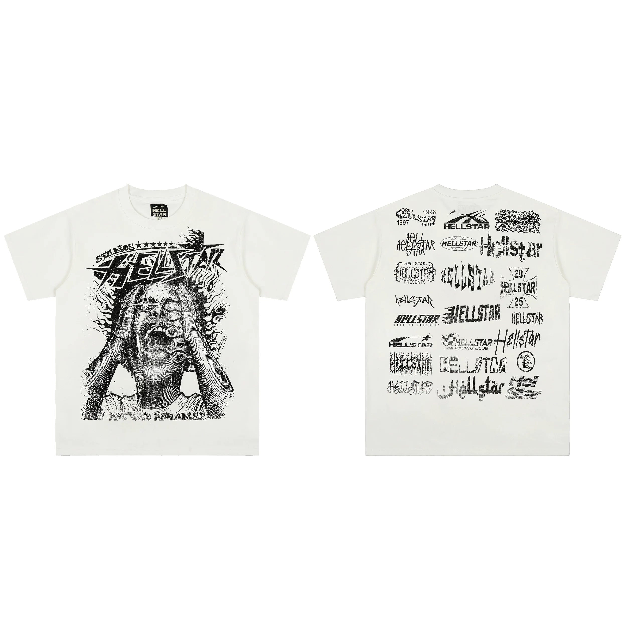 High weight HELLSTAR Hellstar American style trendy short sleeved graffiti vintage niche men's and women's t-shirts (29)