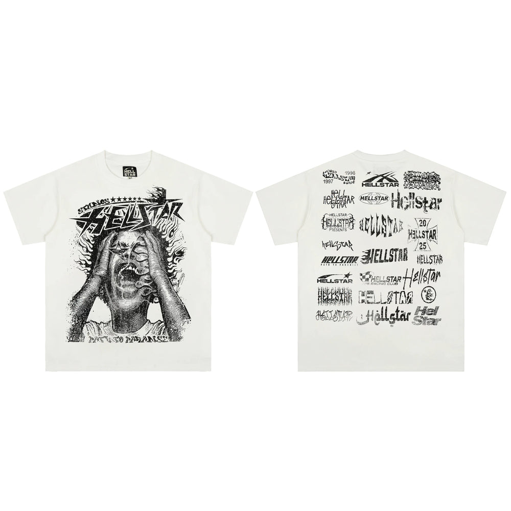 High weight HELLSTAR Hellstar American style trendy short sleeved graffiti vintage niche men's and women's t-shirts (29)