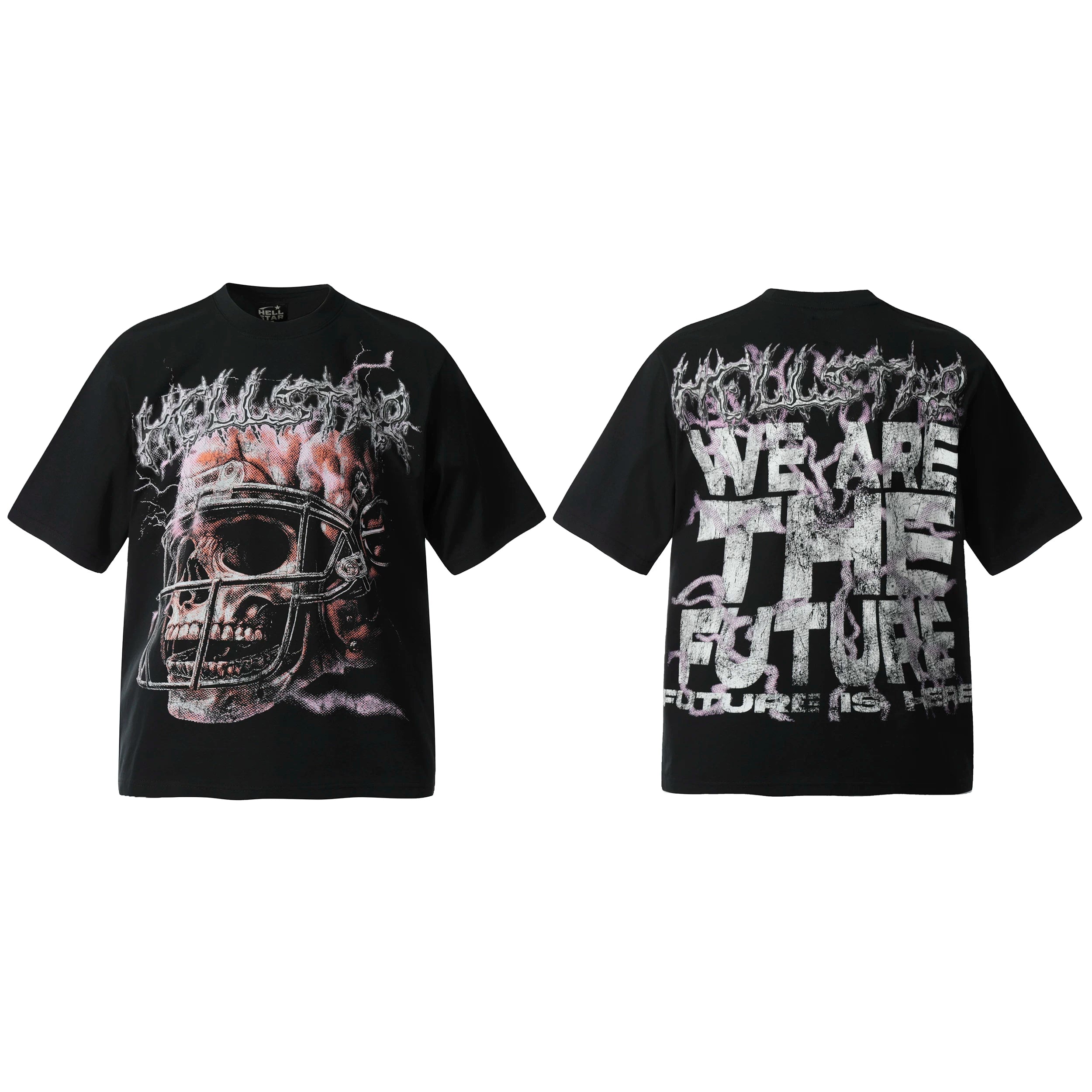 HELL Hell's Star Short Sleeve Trendy Brand American High Street Vintage Summer Couple Dress Men's and Women's Half Sleeve T-shirt (20)