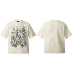 HELL Hell's Star Short Sleeve Trendy Brand American High Street Vintage Summer Couple Dress Men's and Women's Half Sleeve T-shirt (14)
