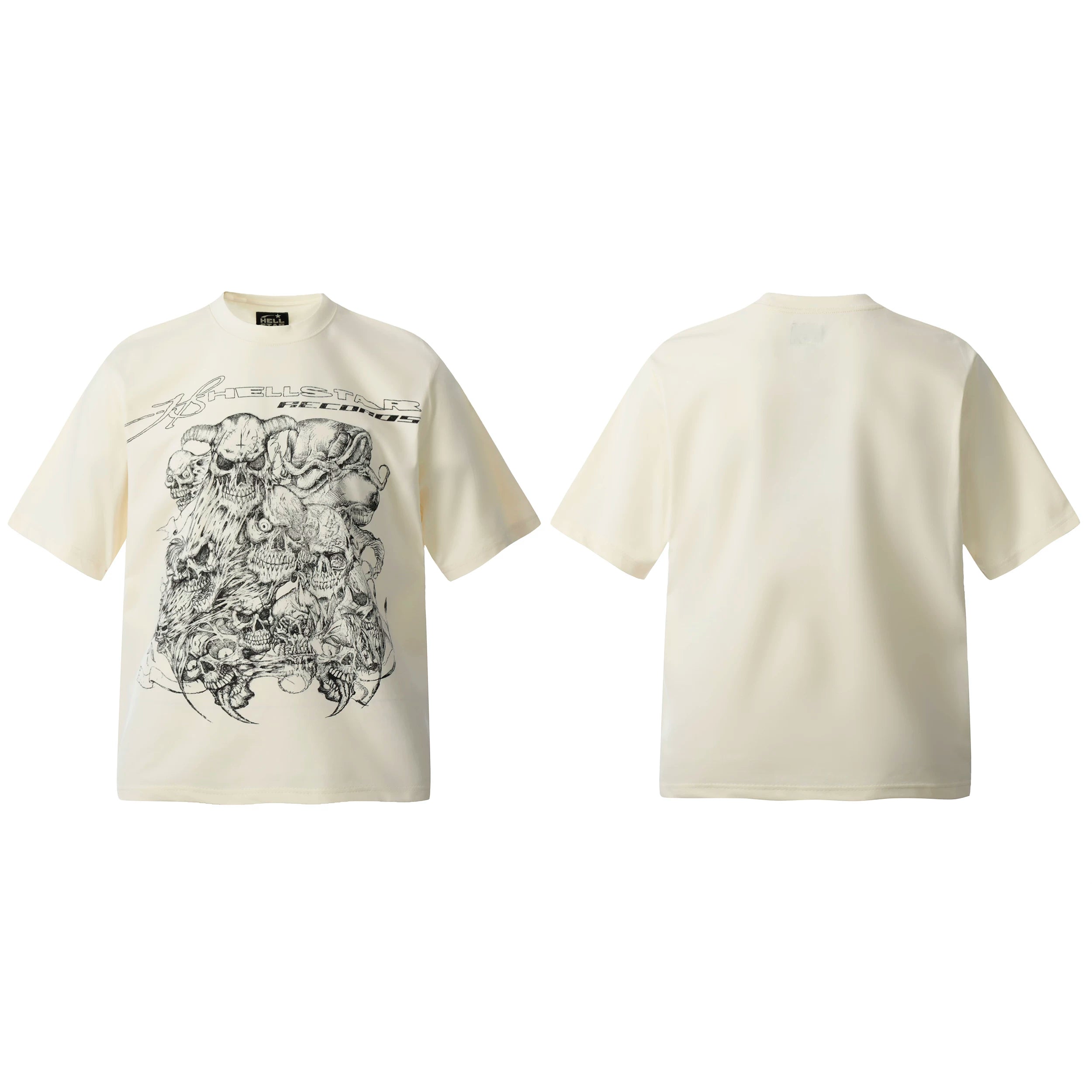 HELL Hell's Star Short Sleeve Trendy Brand American High Street Vintage Summer Couple Dress Men's and Women's Half Sleeve T-shirt (20)