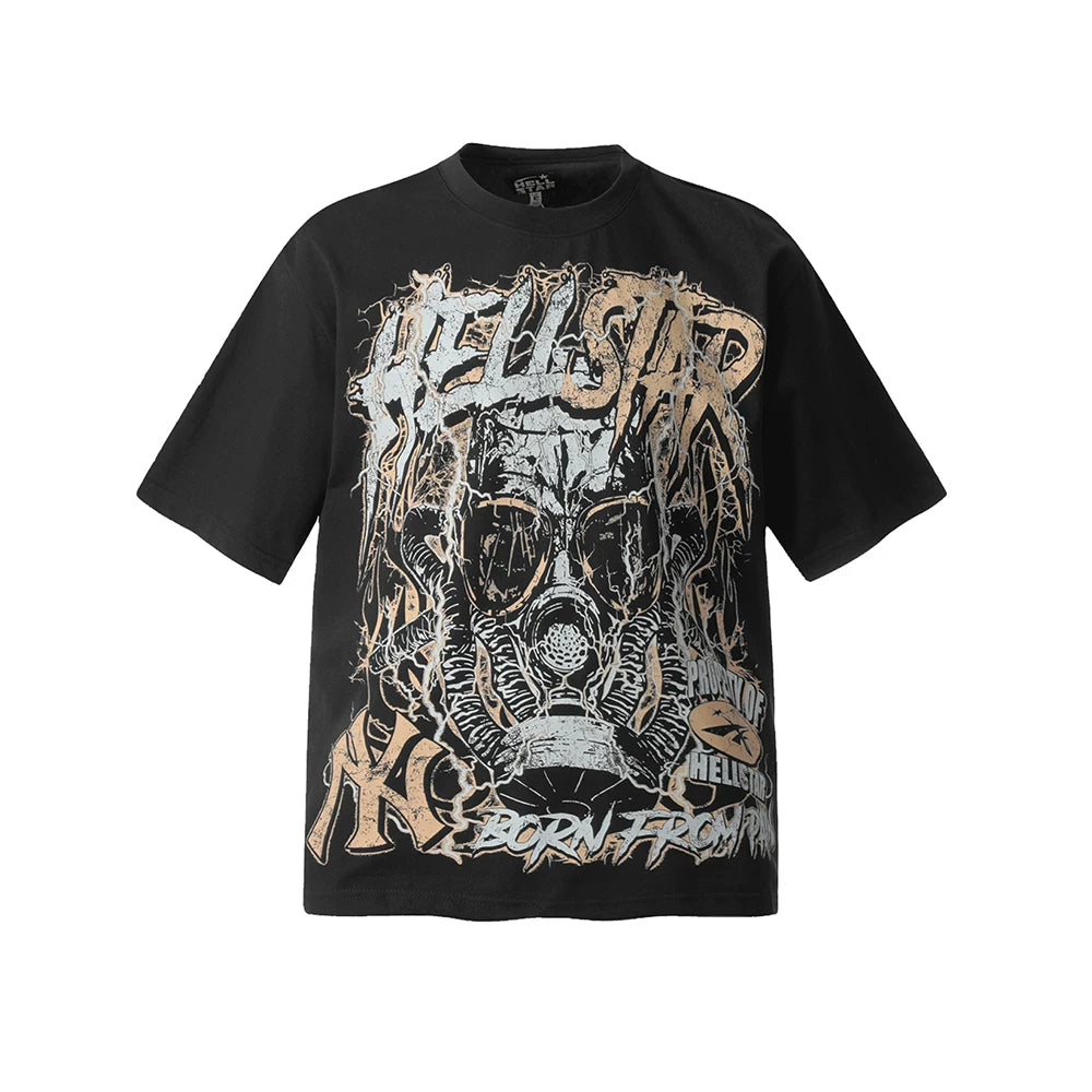 HELL Hell's Star Short Sleeve Trendy Brand American High Street Vintage Summer Couple Dress Men's and Women's Half Sleeve T-shirt (20)