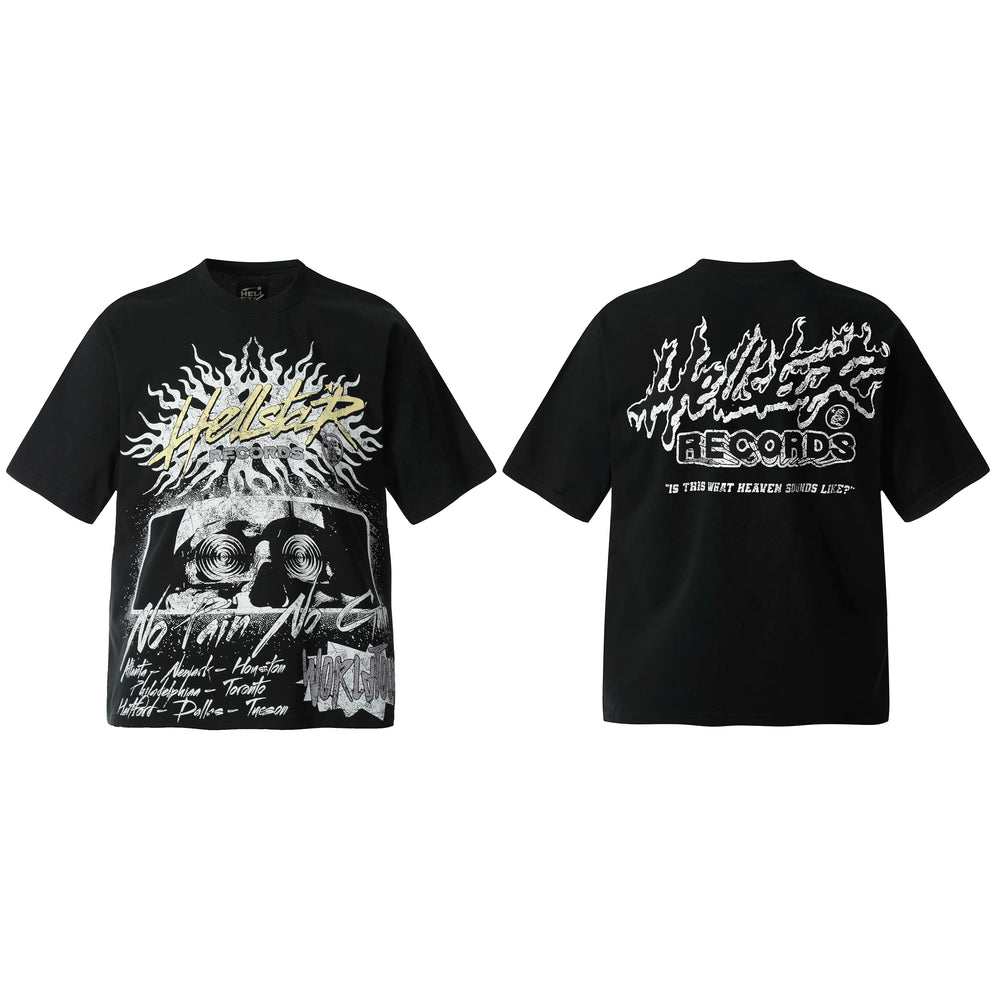 HELL Hell's Star Short Sleeve Trendy Brand American High Street Vintage Summer Couple Dress Men's and Women's Half Sleeve T-shirt (21)