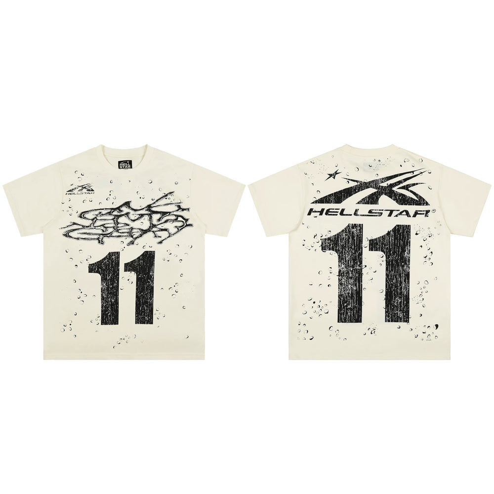European and American style heavyweight HELLSTAR Hell Star short sleeved men's trendy brand digital graffiti Vintage women's loose T-shirt (16)