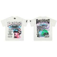 High weight HELLSTAR Hellstar American style trendy short sleeved graffiti vintage niche men's and women's t-shirts (2)