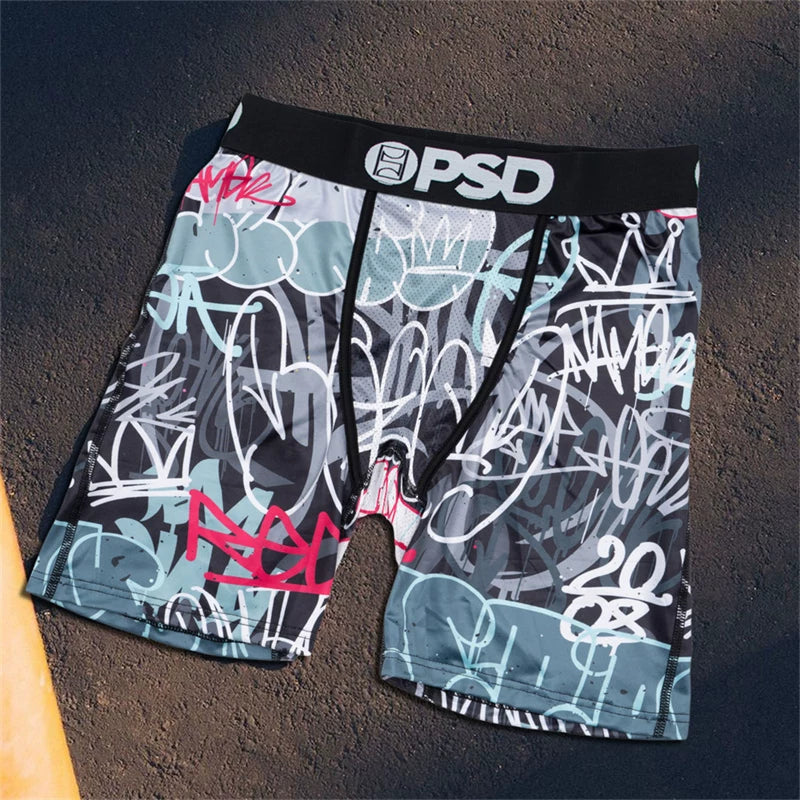 PSD American Trendy Brand Men's Quick Drying Explosive Knitted Comfortable Printed Extended Flat Angle Sports Underwear Quadrangle Pants (17)