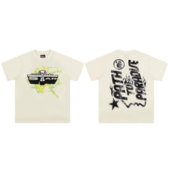 High weight HELLSTAR Hellstar American style trendy short sleeved graffiti vintage niche men's and women's t-shirts (25)