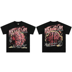 High weight HELLSTAR Hellstar American style trendy short sleeved graffiti vintage niche men's and women's t-shirts (8)