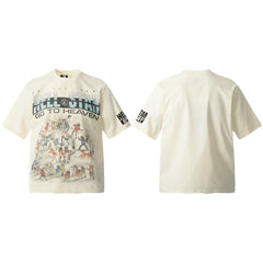 HELL Hell's Star Short Sleeve Trendy Brand American High Street Vintage Summer Couple Dress Men's and Women's Half Sleeve T-shirt (8)