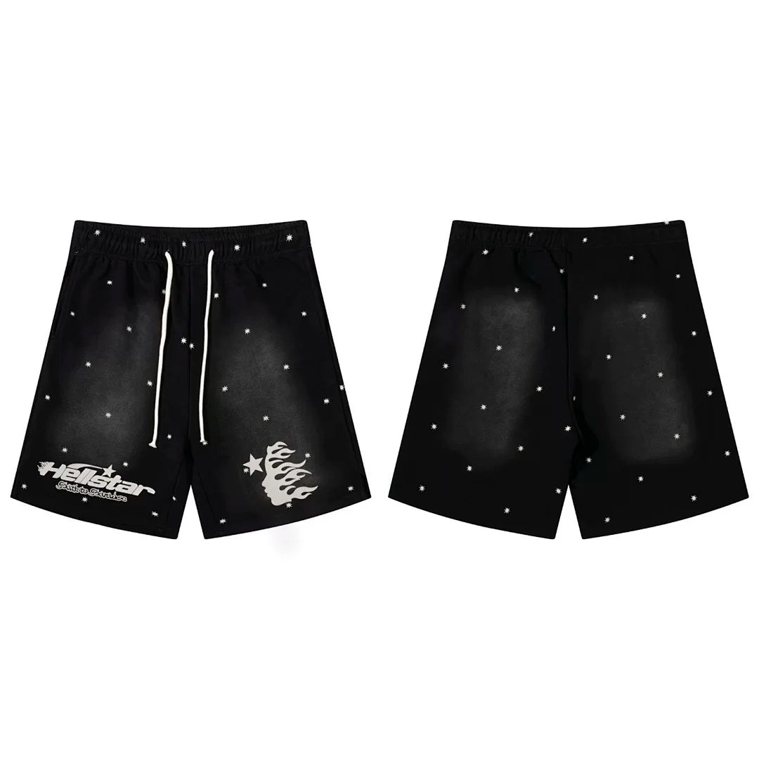 高版本HELLSTAR地狱之星美式水洗做旧VTG男女运动休闲五分短裤ins (26)