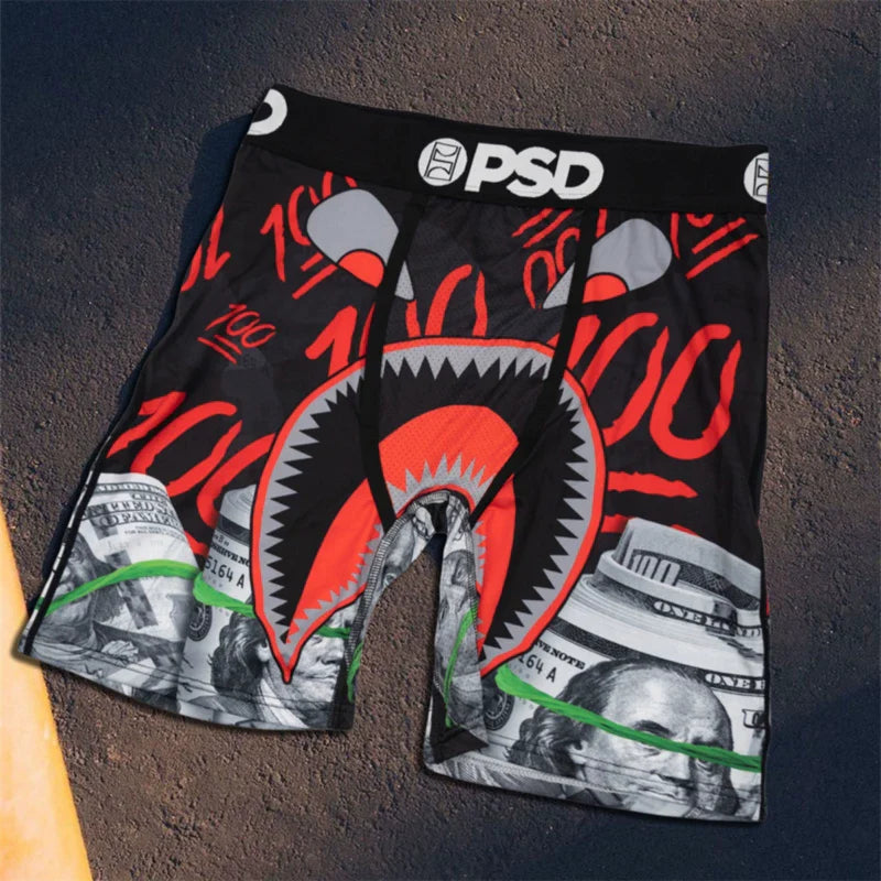 PSD American Trendy Brand Men's Quick Drying Explosive Knitted Comfortable Printed Extended Flat Angle Sports Underwear Quadrangle Pants (8)