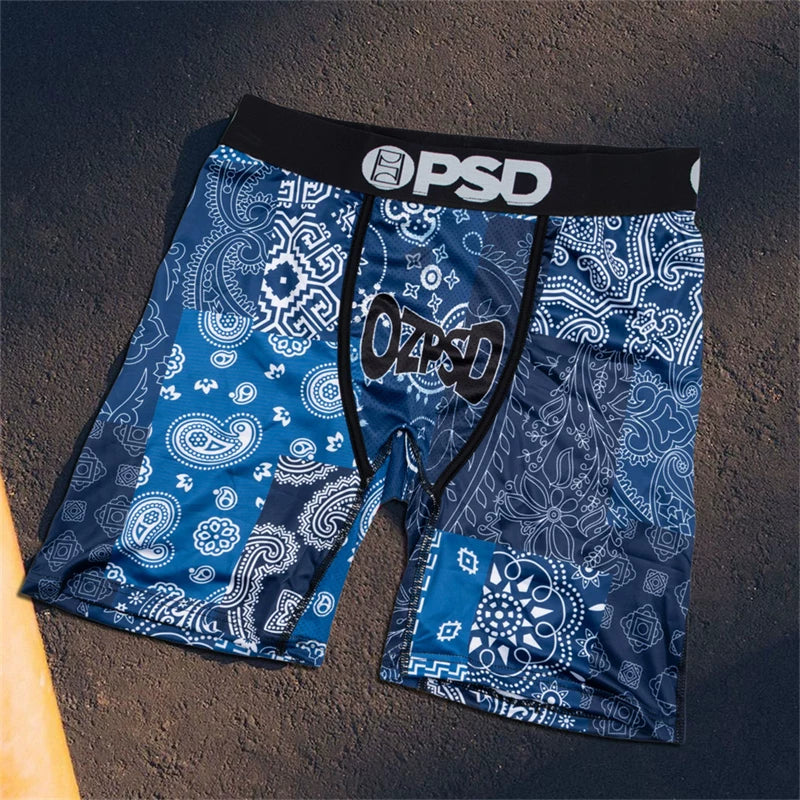 PSD American Trendy Brand Men's Quick Drying Explosive Knitted Comfortable Printed Extended Flat Angle Sports Underwear Quadrangle Pants (20)