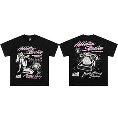 High weight HELLSTAR Hellstar American style trendy short sleeved graffiti vintage niche men's and women's t-shirts (6)