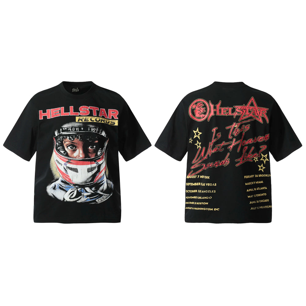 HELL Hell's Star Short Sleeve Trendy Brand American High Street Vintage Summer Couple Dress Men's and Women's Half Sleeve T-shirt (20)
