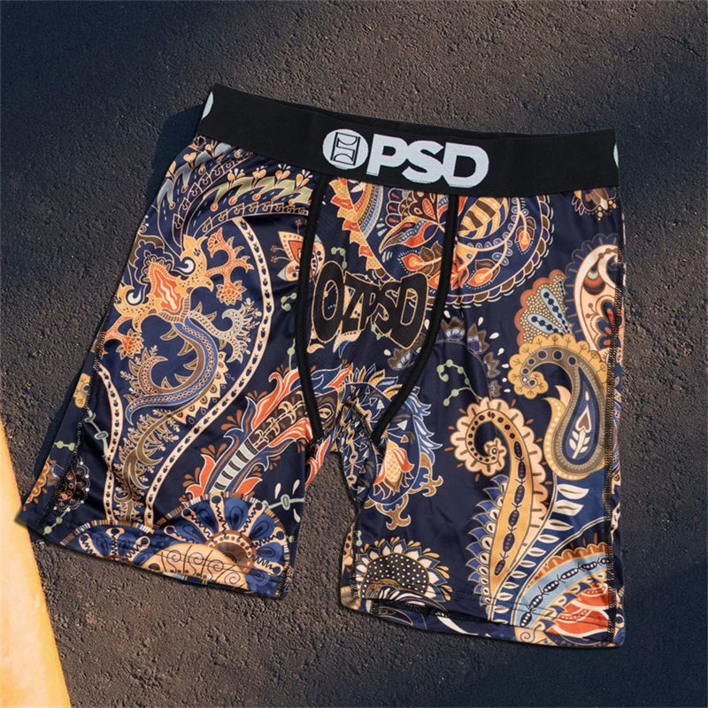 PSD American Trendy Brand Men's Quick Drying Explosive Knitted Comfortable Printed Extended Flat Angle Sports Underwear Quadrangle Pants (21)