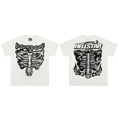 European and American style heavyweight HELLSTAR Hell Star short sleeved men's trendy brand digital graffiti Vintage women's loose T-shirt (21)