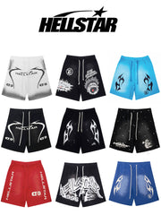 高版本HELLSTAR地狱之星美式水洗做旧VTG男女运动休闲五分短裤ins (28)