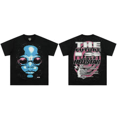 European and American style heavyweight HELLSTAR Hell Star short sleeved men's trendy brand digital graffiti Vintage women's loose T-shirt (13)