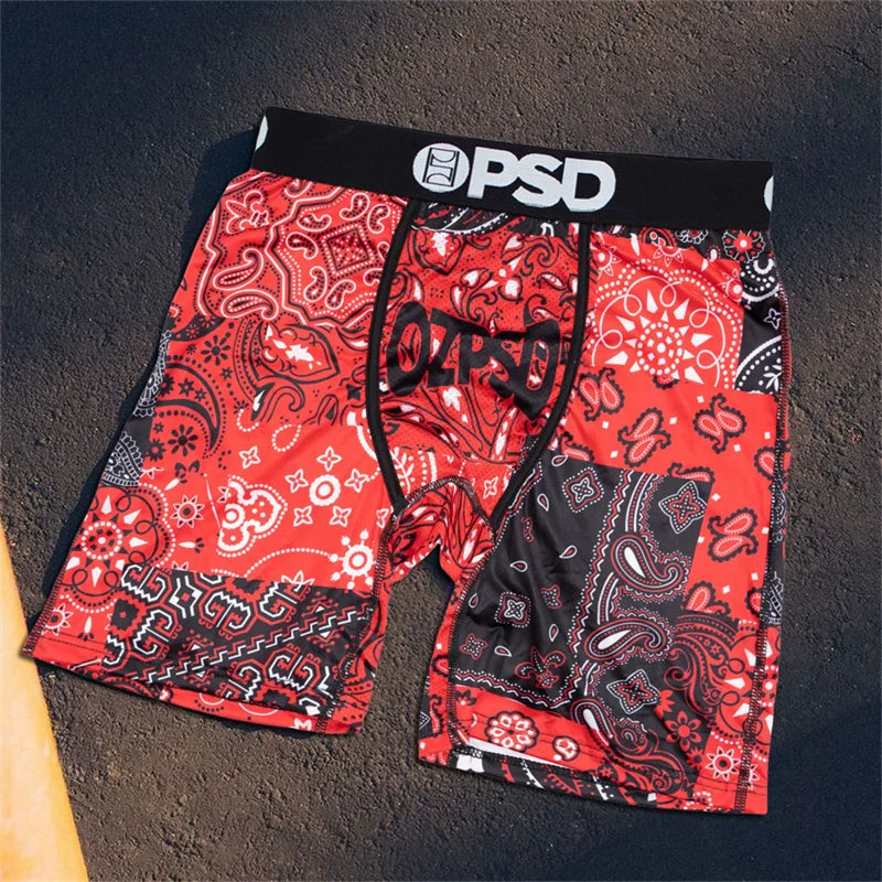 PSD American Trendy Brand Men's Quick Drying Explosive Knitted Comfortable Printed Extended Flat Angle Sports Underwear Quadrangle Pants (19)