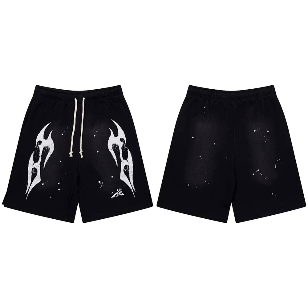 高版本HELLSTAR地狱之星美式水洗做旧VTG男女运动休闲五分短裤ins (14)