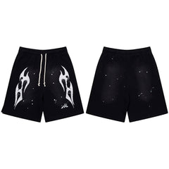 高版本HELLSTAR地狱之星美式水洗做旧VTG男女运动休闲五分短裤ins (8)