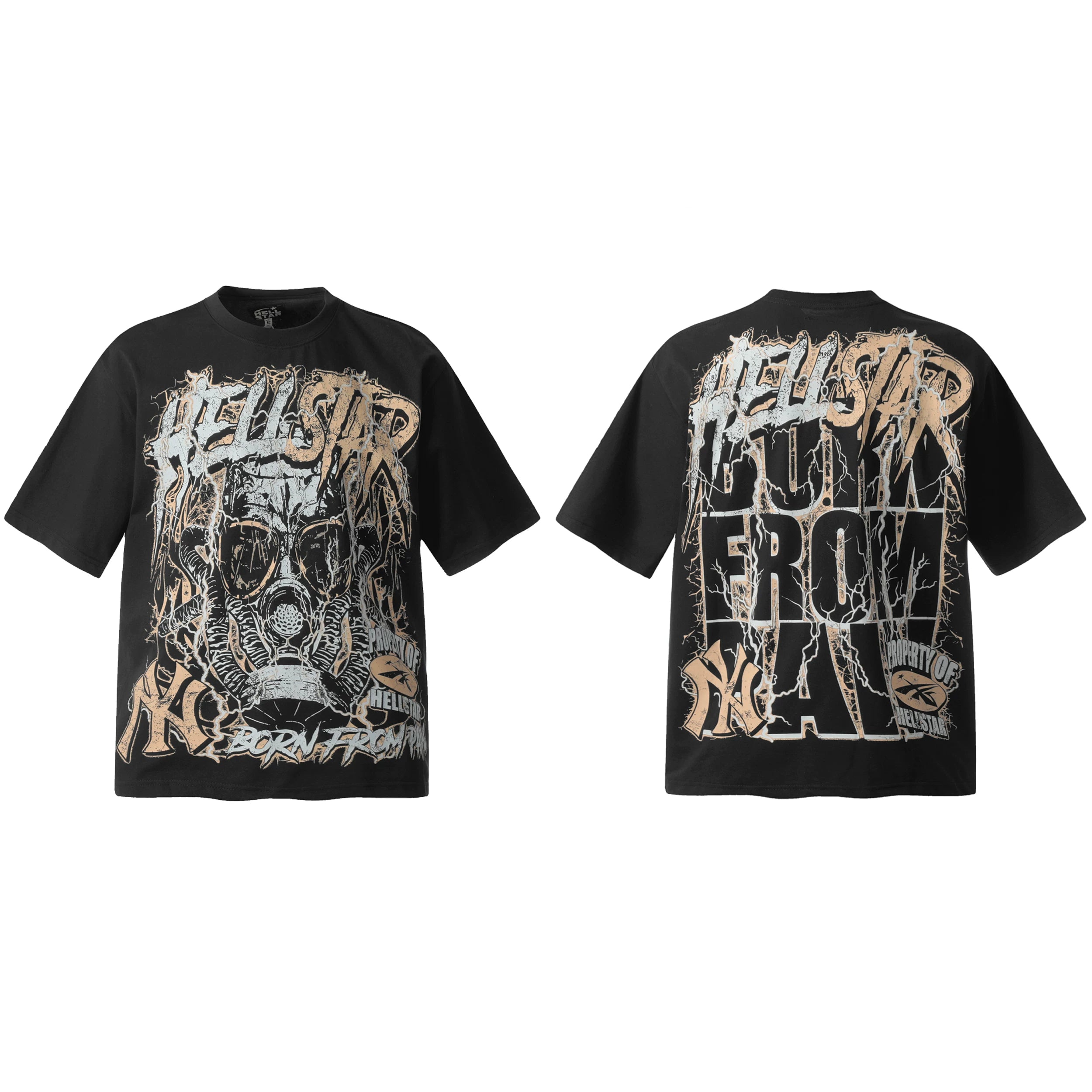 HELL Hell's Star Short Sleeve Trendy Brand American High Street Vintage Summer Couple Dress Men's and Women's Half Sleeve T-shirt (20)