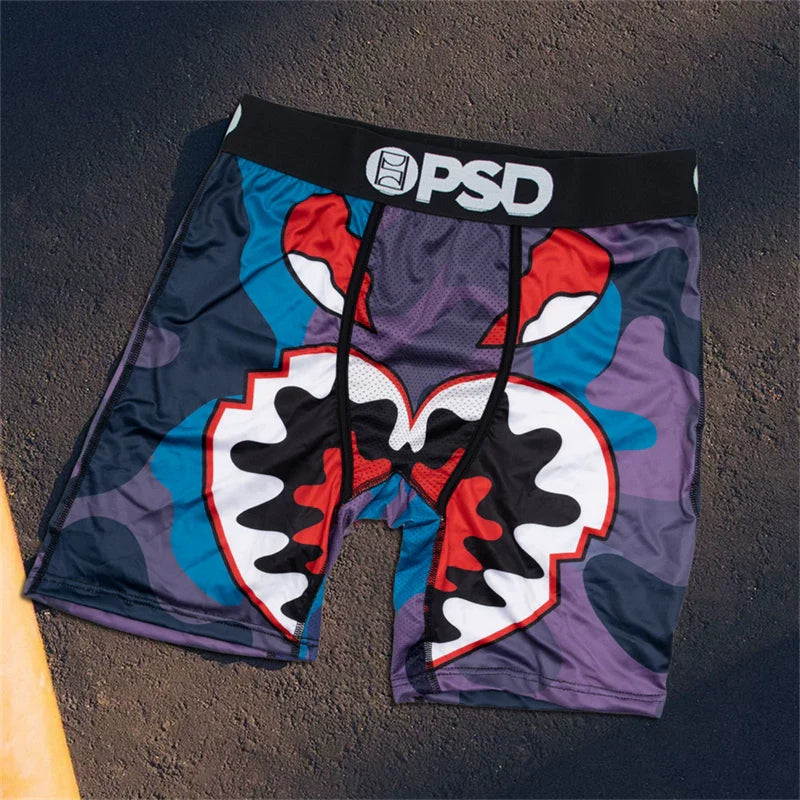 PSD American Trendy Brand Men's Quick Drying Explosive Knitted Comfortable Printed Extended Flat Angle Sports Underwear Quadrangle Pants (12)
