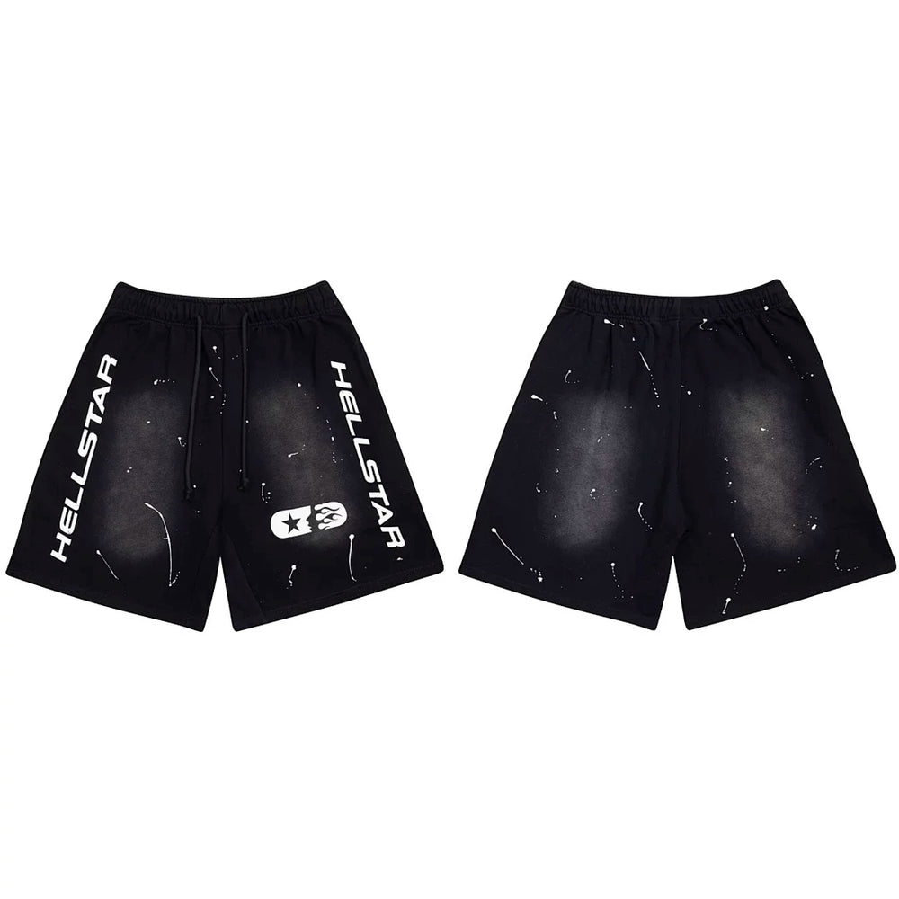 高版本HELLSTAR地狱之星美式水洗做旧VTG男女运动休闲五分短裤ins (4)