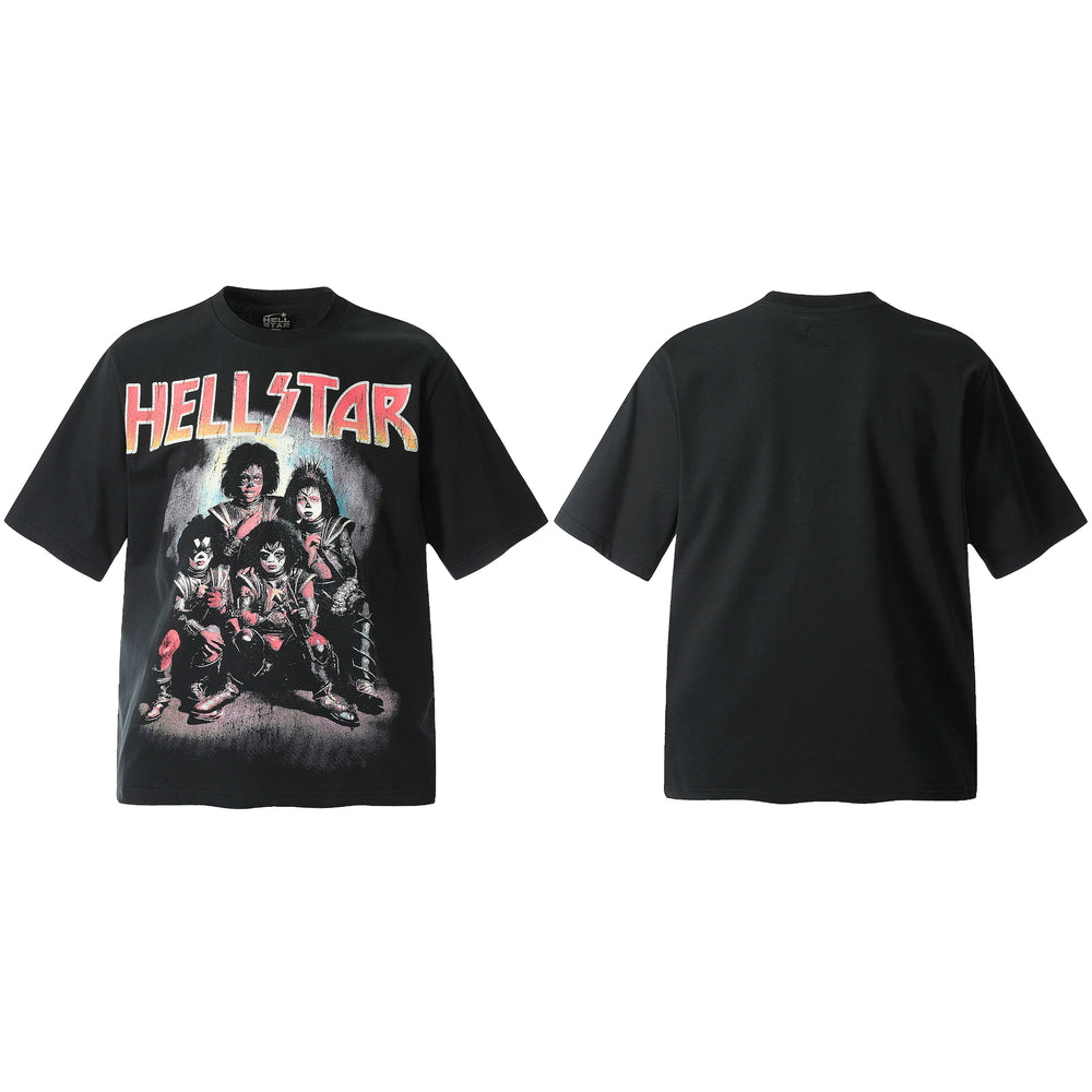 HELL Hell's Star Short Sleeve Trendy Brand American High Street Vintage Summer Couple Dress Men's and Women's Half Sleeve T-shirt (13)