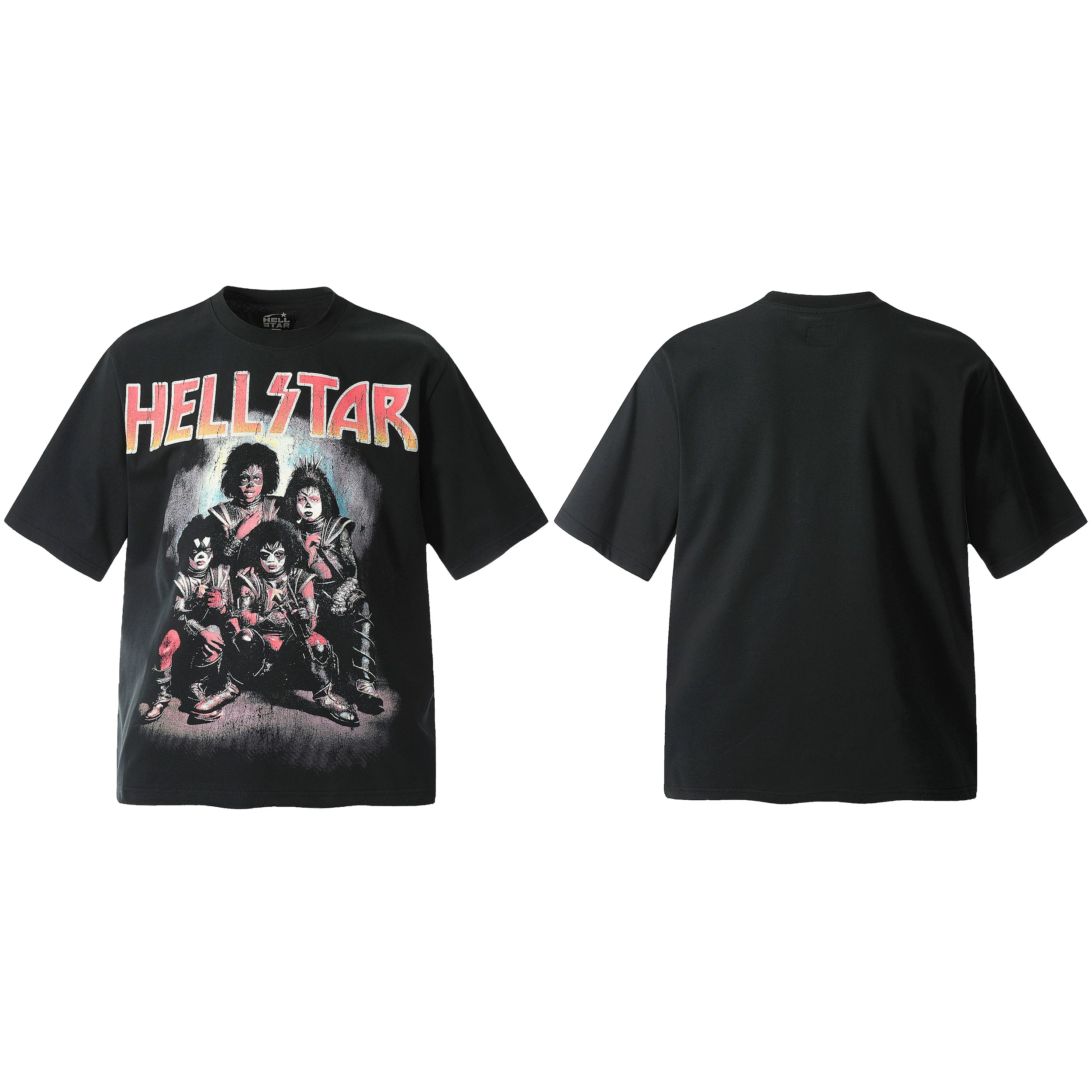 HELL Hell's Star Short Sleeve Trendy Brand American High Street Vintage Summer Couple Dress Men's and Women's Half Sleeve T-shirt (20)