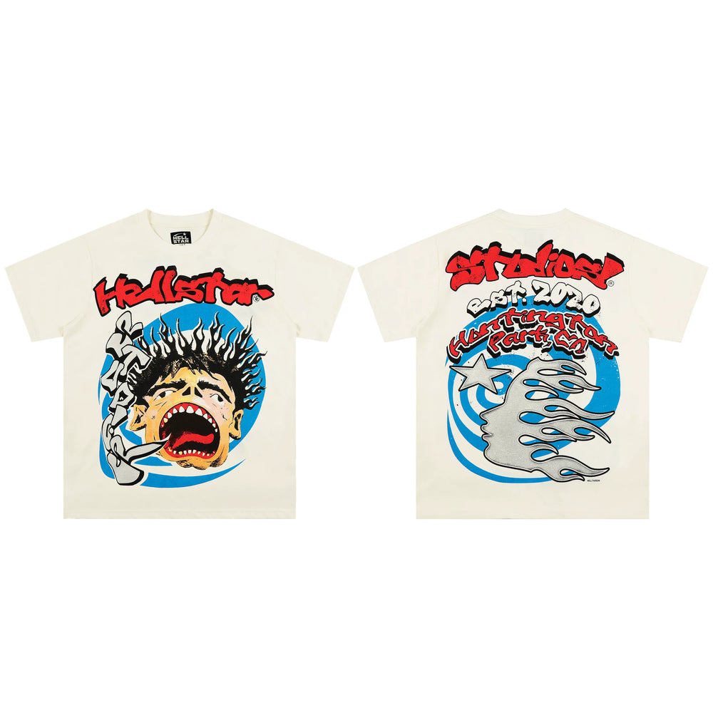 High weight HELLSTAR Hellstar American style trendy short sleeved graffiti vintage niche men's and women's t-shirts (22)