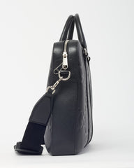 Gucci Black Jumbo GG Monogram Embossed Leather Briefcase with Strap