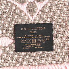 Wool Silk Logomania Shine Scarf Pink