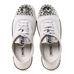 Gabardine Crystal Low Sneakers 35 Bianco